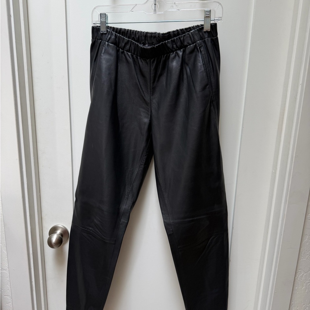 Vince Black Leather Trouser Pants Size Small